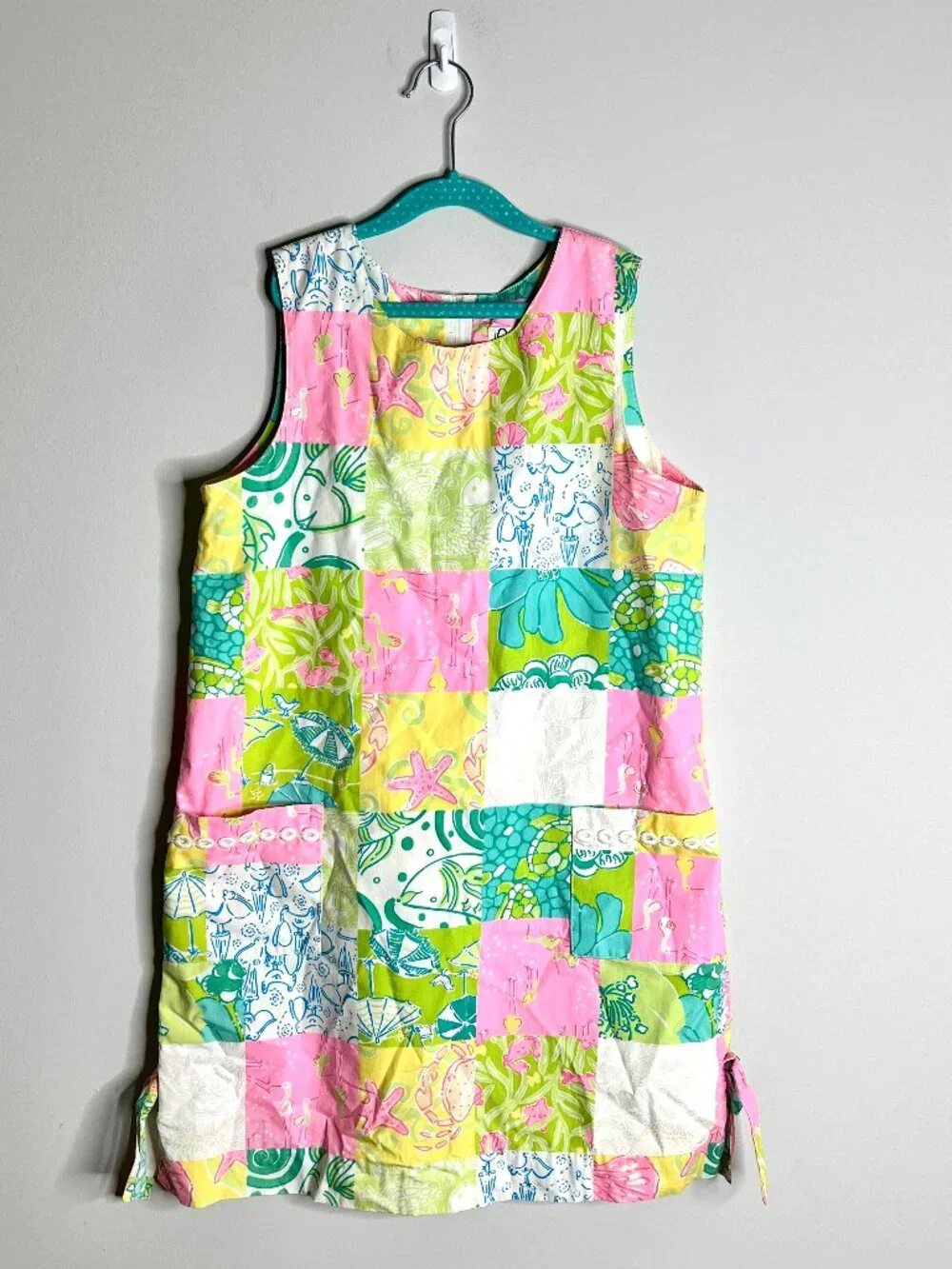Lilly Pulitzer Girls' Patchwork Shift Dress Crazy Quilt Pattern Shift Preppy 14